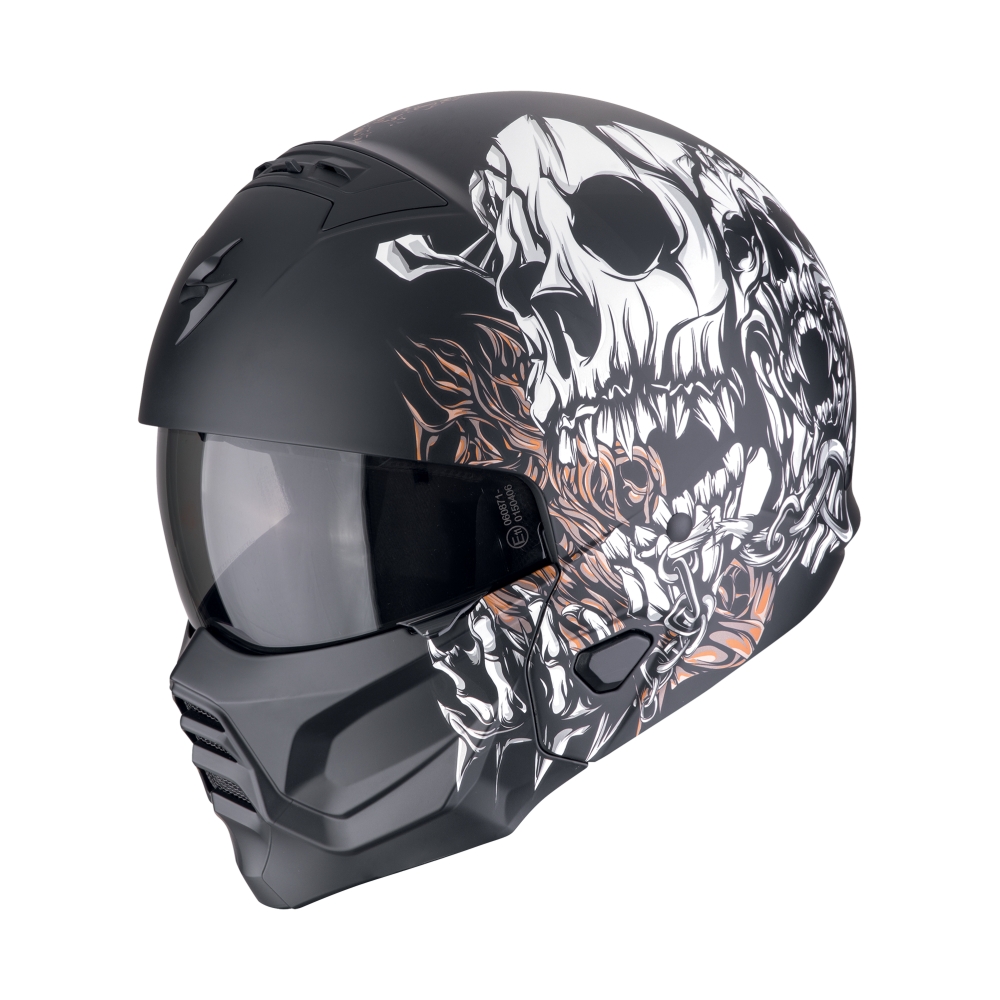 SCORPION casque modulaire EXO-COMBAT II GENESIS moto scooter Noir mat / Blanc / Or