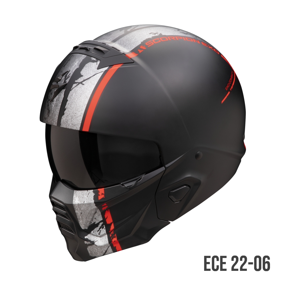 SCORPION casque modulaire EXO-COMBAT II LORD moto scooter Noir mat / Rouge