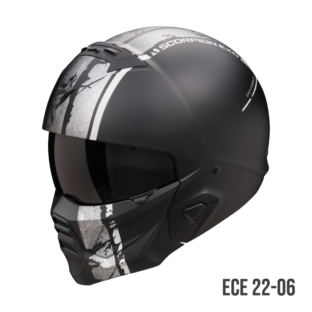 SCORPION casque modulaire EXO-COMBAT II LORD moto scooter Noir mat / Argent