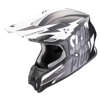 SCORPION casque cross VX-16 EVO AIR SLANTER moto scooter Noir mat / Argent