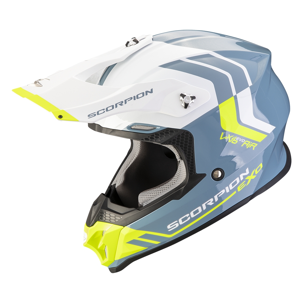 SCORPION casque cross VX-16 EVO AIR FUSION moto scooter Bleu / Jaune fluo