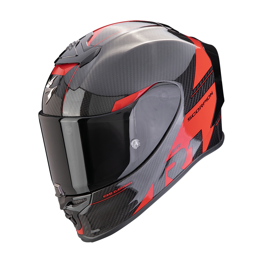 SCORPION casque intégral moto racing EXO-R1 EVO CARBON AIR CYNERGY Noir / Jaune fluo