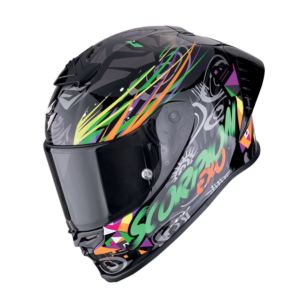 SCORPION casque intégral EXO-R1 EVO II AIR SAVAGE moto scooter Noir / Vert / Orange