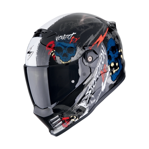 SCORPION casque modulaire COVERT-FX SKULLZ moto scooter Noir / Gris / Rouge