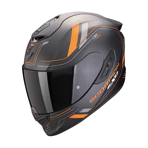 SCORPION casque intégral EXO-1400 EVO II CARBON AIR MIRAGE moto scooter Noir mat / Orange