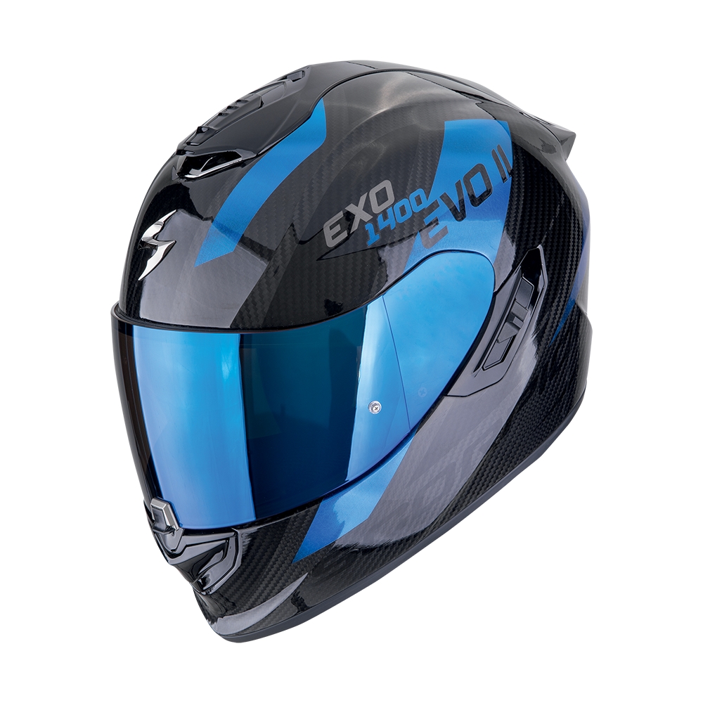 SCORPION fullface helmet EXO-1400 EVO II AIR PLATTED moto scooter Black / Blue