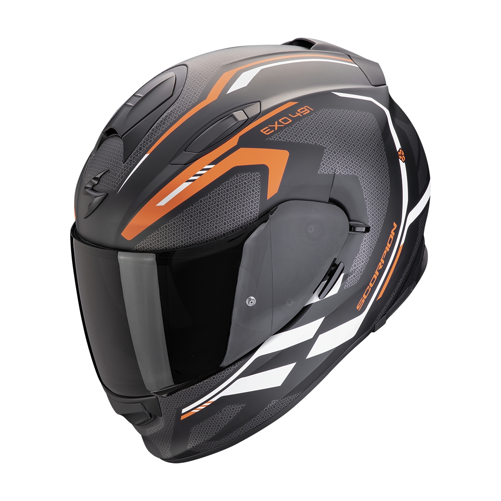 SCORPION casque intégral EXO-491 KRIPTA moto scooter Noir mat / Orange / Blanc