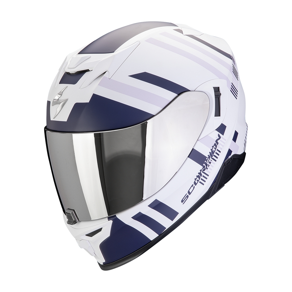 SCORPION casque intégral EXO-520 EVO AIR BANSHEE moto scooter Blanc mat / Bleu / Violet