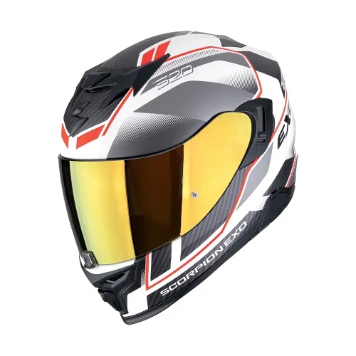 SCORPION casque intégral EXO-520 EVO AIR LENA moto scooter Blanc mat / Argent / Rouge