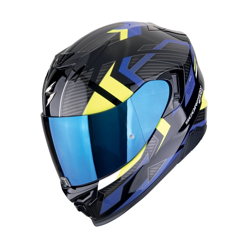 SCORPION casque intégral EXO-520 EVO AIR SENSUS moto scooter Noir / Bleu / Jaune fluo