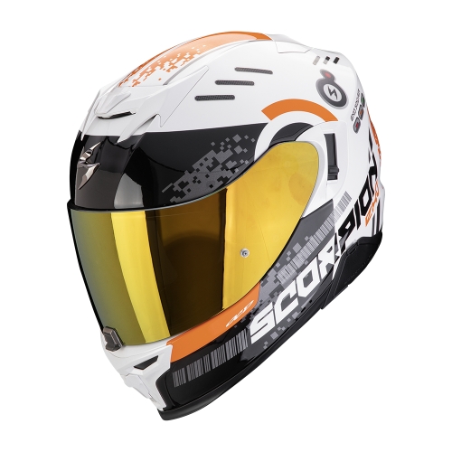 SCORPION casque intégral EXO-520 EVO AIR TITAN moto scooter Blanc / Orange