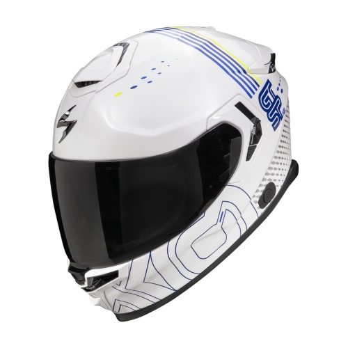 SCORPION fullface helmet EXO-GT SP AIR TECHLANE moto scooter White / Blue / Neon yellow