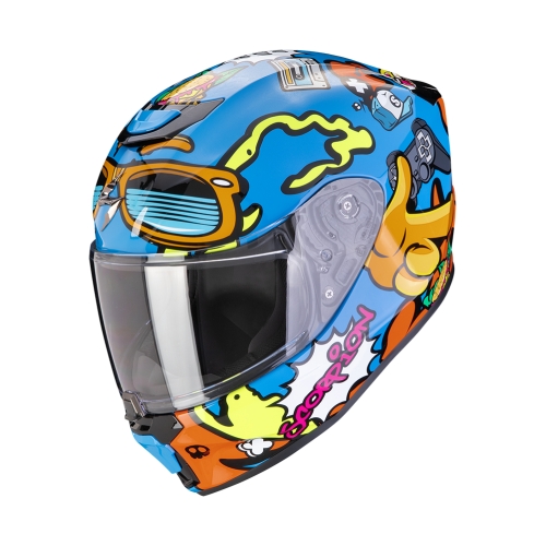 SCORPION casque enfant intégral EXO-JNR AIR FUN moto scooter Bleu / Orange