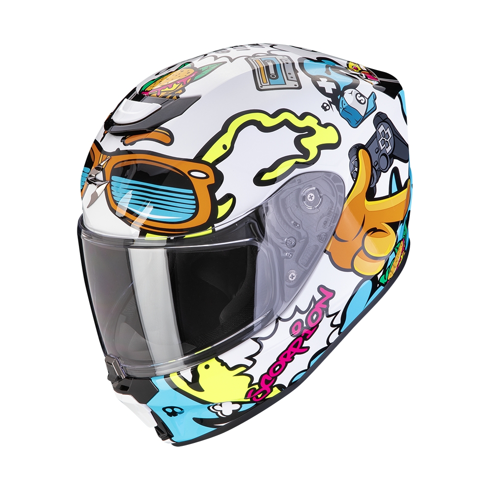 SCORPION kid fullface helmet EXO-JNR AIR FUN moto scooter Blue / Orange